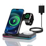 3 in 1 Charging Station Wireless Charger lphone Fast Magsafe Charger Foldable Charging Stand for Multiple Devices with an 18W Quick Charger for lPhone 16/15/14/13 Pro Max Airpods Watch