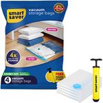 4 Jumbo Smart Saver Vacuum Bags for Travel, Space Saver Bags Compression Storage Bags for Clothes, Bedding, Pillows, Comforters, Blankets Storage Vacuum Sealer Bags for Clothes Storage, Vaccine Sealed Compression Airtight Reusable Packing Ziplock Bag with Travelling Hand Pump - Size-(70x100cm)