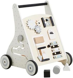 Beright Wooden Baby Walker Push and Pull Learning Activity Walker Kids’ Activity Toy Multiple Activities Center Develops Motor Skills & Stimulates Creativity (Natural)