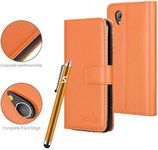 VA Case For Alcatel 1 2021 Phone (5.0 Inch) Luxury Leather Magnetic Flip Card Slots Holder Stand View Protective Wallet Cover For Alcatel 1 Phone (Orange)