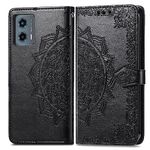 COTDINFOR Compatible with Moto G Play 4G 2024 Wallet Case with Card Holder Leather Flip Magnetic Closure Shockproof Protective Case with Stand Cover for Moto G Play 4G 2024. Mandala Black