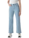 INKD Women's Wide Leg Jeans - High-Rise | Enzyme Wash | Classic 5 Pocket Styling (INKSS24WJN-407-Seaside Slate-34)