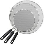 3 Pieces Grease Splatter Guard, Mesh Splatter Screen with Heat Resistant Handle, 7.48" 9.84" 11.42" Stainless Steel Splash Guard with Knob for Cooking & Frying