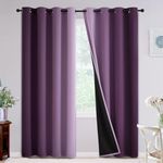 Yakamok Purple 100% Blackout Curtains for Bedroom，Ombre Room Darkening Curtains for Living Room Grommet Window Curtains 84 inches Long,Thermal Insulated Gradient Curtains & Drapes,2 Panels,52x84 inch