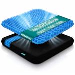 TANNESS - Large Gel Seat Cushion for Long Sitting – 45x45cm, Orthopedic Memory Foam Support Cushion for Sciatica, Tailbone and Hip Pain - Pressure Relief on the Back