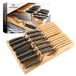 NANFANG BROTHERS Kitchen Knife Set, 14 Pieces Damascus Knife Block Sets with Bamboo Knives Drawer Organizer, Perfect for Home and Chefs, Premium Knife Holder, Gift for Christmas and Housewarming