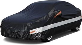 10 Layers Car Cover Waterproof Breathable Large for Saloon,100% Waterproof Outdoor Car Covers Rain Snow Protection. Custom Fit for Jaguar S type, Audi A5, BMW 4 Series, Ford Mondeo,etc Black