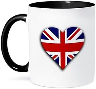3dRose British Flag Heart-UK Union Jack for England and Britain Fans Two Tone Mug, 1 Count (Pack of 1), Black