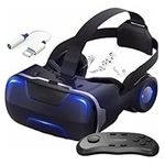 3D VR Glasses Virtual Reality Headset Goggles w Headphones for Kids, Phone Vr Headset with Controller for Video Movies & Games (4.7 to 6.5 Inches) VR Set for Kids Age 9-10, for Kids