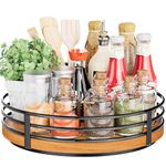 Wood Lazy Susan Turntable Organizer - 11" Round Wooden Lazy Susan for Cabinet Kitchen Countertop Dining Table Pantry Cupboard Bathroom Coffee Bar Spice Storage Home Decor