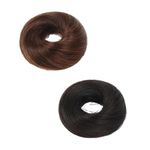 Fashion Alley Messy Bun Scrunchie Human Hair Extensions, Real Women Hair, Easy to Use, Adds Volume & Thickness, Suitable for All Hair Types (Pack of 2)