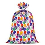 Loveinside 56" Large Plastic Gift Bag - Birthday Design (Colorful Balloon) Plastic Bag with Tag and Tie for Birthdays, Parties, Celebrating and More - 142.3 x 91.5 cm, 1 Pcs