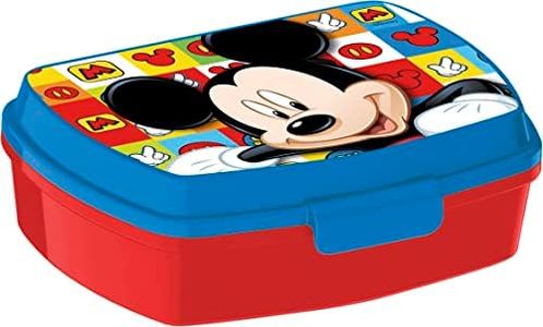 ALMACENESADAN 2047 Sandwichera Restangular multicolor Mickey watercolors; producto de plástico reutilizable; libre BPA; dimensiones interiores 16,5x11,5x5,5 cm
