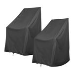 Shine Company Weatherproof Outdoor Rocking Chair Cover Set of 2, 100% Woven Polyester, Elastic Cord with Toggle, Black, 2-Pack