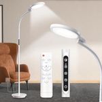 Happy Lamp, UV-Free 10000 Lux Daylight Lamp, Floor Sunlight Lamp, with 5 Levels of Color and Brightness & Adjustable Gooseneck & Touch Control &Remote for Reading/Office/Home