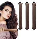 Hair Curler No Heat, 3PCS Hair Curlers, Hair Styling Tools, Heatless Hair Curler Rods with Hook, No Hot Rollers Overnight Blowout, No Heat Hair Curlers, Hair Rollers for Women Long Hair (Brown)