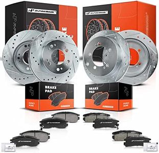 A-Premium Front and Rear Drilled and Slotted Disc Brake Rotors + Ceramic Pads Kit Compatible with Select Dodge, Chrysler, Mitsubishi, Eagle models- Avenger 1995-2000, Sebring, Stratus, Talon 12-PC Set