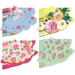 Dandat 100 Pcs Floral Tea Party Napkins 3 Ply Disposable Vintage Flower Guest Napkins Scalloped Tea Party Dinner Table Paper Towels for Birthday Baby Shower Wedding Party Supplies