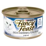 Fancy Feast Wet Cat Food, Pate Ocean Whitefish & Tuna Feast - 85 g Can (24 Pack)