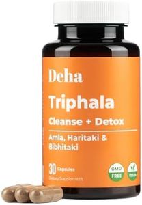 Triphala Capsules Immune Support & Digestive Health with Amla, Haritaki & Bibhitaki – Gut Cleanse, Detox, Bloating Relief – GMP Certified, Non-GMO, Vegan – 30 Count