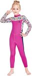 Kids Wetsuit for Girls Boys Toddlers Neoprene Full Body Thermal Swimsuit 2.5MM Surf Suit for Youth Teen, One Piece Children Warm Wetsuits Long Sleeve Scuba Suits for Beach Water Sports (New Pink,S)