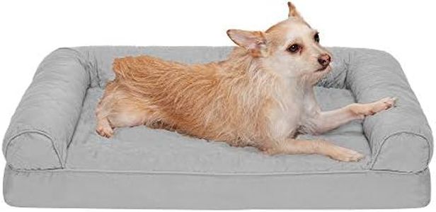 FurHaven Pet Dog Bed | Orthopedic Quilted Sofa-Style Couch Pet Bed for Dogs & Cats, Silver Gray, Medium