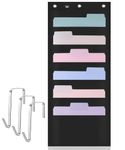 Mr. Pen- Hanging Wall File Organizer, 6 Pocket, Black, 3 Overdoor Hangers Included, Over The Door File Organizer, Wall Folder Organizer