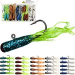 VMSIXVM Tube Baits Tube Jigs Heads Swimbaits Kit, Pre-Rigged Tubes Lure Soft Plastic Fishing Grub Worm, Tube Bait Hooks Crappie Jigs Crappie Lures Tackle for Bass Trout Freshwater Saltwater Fishing