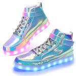 QIMAOO Light Up Shoes for Women Men Led Shoes Glowing Luminous High Top LED Sneakers USB Rechargeable Dancing Shoes - 5UK (Purple)