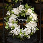 Floral Wreath, Door Wreath, Artificial White Peony Wreath for Front Door 15''-16'', Front Door Decorations Wall Decor