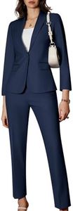 Kelyaa Women's 2 Piece Business Office Suit Lady Peaked Lapel Slim Fit One Button Blazer Jacket and Pants Set Navy Blue