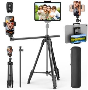 70" Phone Tripod & Selfie Stick, Horizontal Overhead Tripod, Extendable Camera Cell Phone Tripod Stand with Wireless Remote for iPhone ipad, Filming Video Recording Live Stream