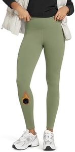 ODODOS Women's Fleece Lined Leggings Thermal Warm Winter Tights - 28" Full Length High Waisted Thick Yoga Pants with Back Pockets, Dark Olive, X-Large