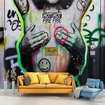 3D Wall Murals Vibrant Neon Spray Paint Typography Graffiti & Street Art Pop Art Digital Art Realism Bohemian Urban Decorative for Living Room, Bedroom, Office78"（W） x 39"（H）