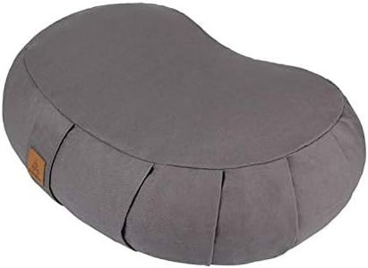 FelizMax Crescent Zafu Meditation Pillow D=17" W=11" H=5.5" Zabuton Yoga Bolster Meditation Cushion Floor Pouf Yoga Pillow Zippered Organic Cotton Cover Natural Buckwheat Kneeling Pillow Large-Grey