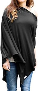 Byrd & Blume Maternity Nursing Cover Breathable Lightweight Breastfeeding Cover Wrap Shawl Scarf Poncho Full 360 (Black, One Size)