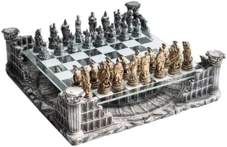 16.25" Roman Gladiators 3D Chess Set, Bronze & Silver Color