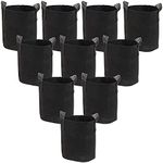 Sunnydaze 10-Pack of 2-Gallon Garden Grow Bags for Vegetables - Black 300 GSM Non-Woven Polypropylene Felt Fabric Flower Pots and Planters with Handles - Gardening Containers
