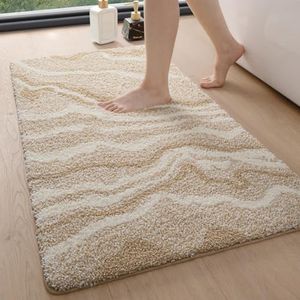 DEXI Tapis Salle de Bain Antidérapant 61 x 110 cm, Super Absorbant, Design Moderne, Lavable en Machine, pour Baignoire, Douche, Chambres, Beige