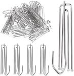 Swpeet 30Pcs Silver Stainless Steel Curtain Pleat Hooks,Drapery Hook and Pin for Pleated Drapes 4 Prongs Pinch Pleat Hook Clips, 4 End Curtain Hangers for Window Curtain, Door Curtain, Bathroom