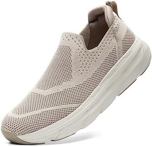 STQ Womens Wide Toe Box Walking Shoes with Arch Support Comfortable Non-Slip Nurse Shoes Work Gym Workout Memory Foam Slip on Sneakers Women Taupe Size 8.5