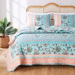 Greenland Home Audrey Modern Boho Reversible Quilt Set, 3-Piece King, Turquoise