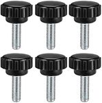 uxcell 6pcs Knurled Clamping Knobs M6 x 15mm Metric Zinc Plated Carbon Steel Male Thread Thumb Screw on Type 20mm Plastic Round Head Threaded Hand Bolt Stud Knobs Black