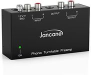 Jancane Phono Preamp for Turntable- Mini Electronic Audio Stereo Phonograph Preamplifier with RCA Input, RCA/TRS Output, Low Noise Operation, with 12 Volt DC Adapter