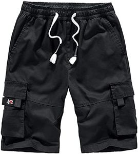 Vcansion Women's Cotton Casual Relaxed Fit Multi-Pockets Plus Size Cargo Shorts Black US 26