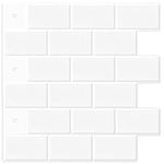 Art3d 10-Sheets Peel and Stick Tile Backsplash - 12"x12" Premium Kitchen Backsplash Peel and Stick Tile, Self-Adhesive White Tiles for Kitchen and Bathroom