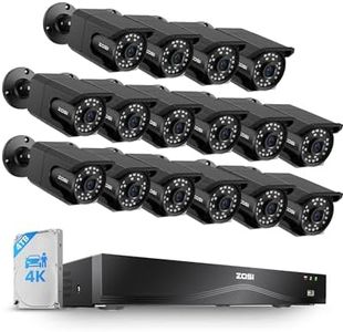ZOSI 4K 16CH PoE Security Camera System, 16 x 8MP PoE IP Camera Outdoor Indoor with Human Detection, 100ft IR Night Vision, IP66 Weatherproof, 4K 16CH H.265+ NVR with 4TB HDD for 24/7 Audio Recording