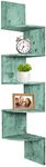 Greenco Corner Shelf, 5 Tier Floating, Easy-to-Assemble Wall Mount Corner Shelves for Bedrooms and Living Rooms, Rustic Turquoise Finish