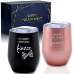 Onebttl Unique Engagement Gifts for Couples, Newly-Engaged Wine Tumblers, for Friends Getting Married, Future Mr & Mrs on Pre-Wedding Party Bridal Shower Valentine's Day - Fiance & Fiancee (Rose Gold)