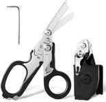 6 In 1 Multifunctional Trauma Shears Foldable, Stainless Steel Medical Scissors with Scissors Holster and Wrench for Hospitals, Home, Camping Trips, Etc (Black01)